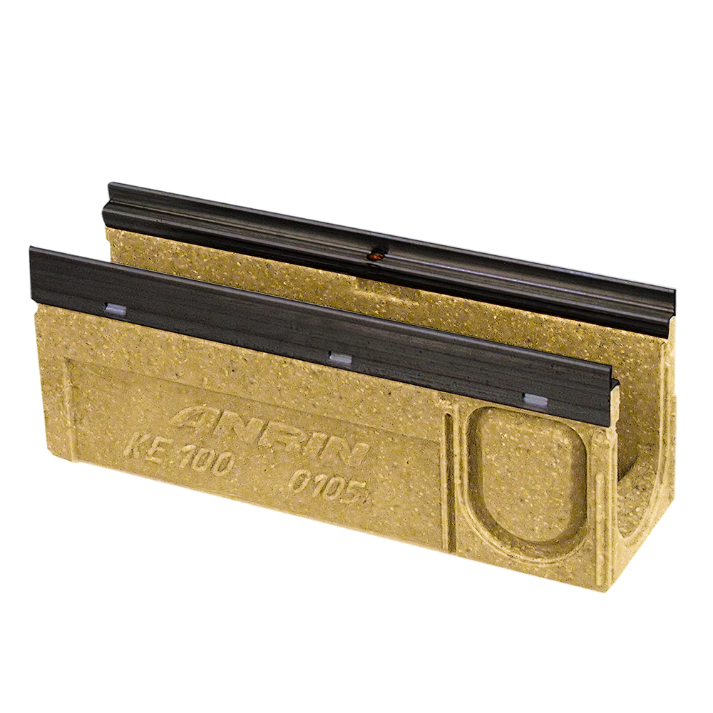 Anrin lijngoot poly-beton, KE-100, zw-rand, excl. Roost 50cm