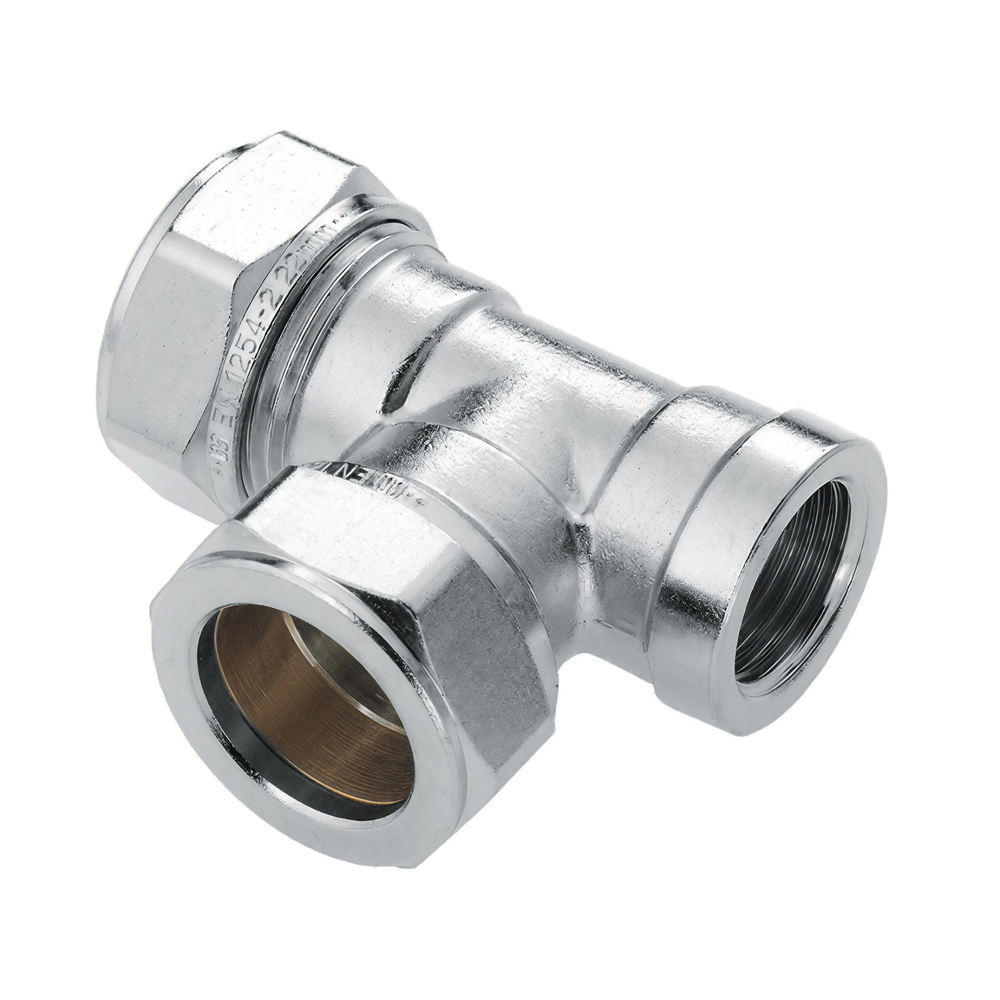 BONFIX 82648 Knel T-stuk 22 x 22 x 3/4"bi vernikkeld