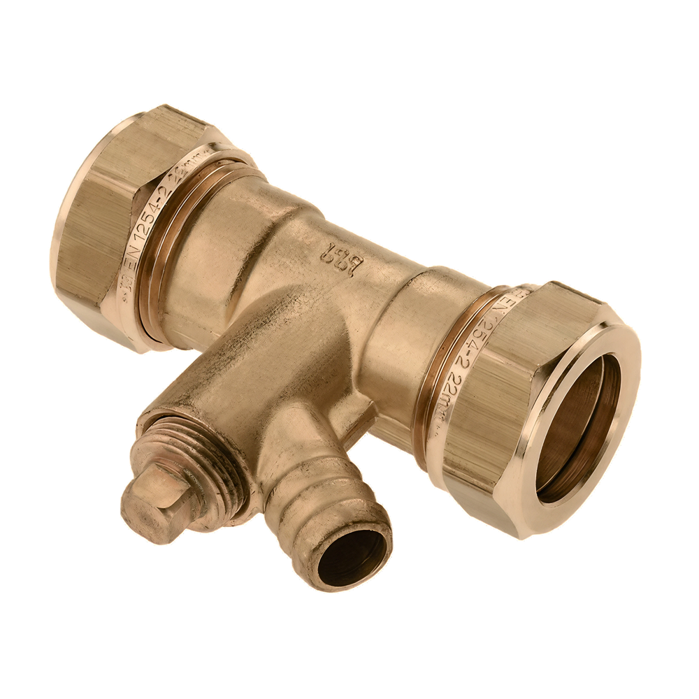 BONFIX 82680 Knel Rechte koppeling met aftap 15x15 mm