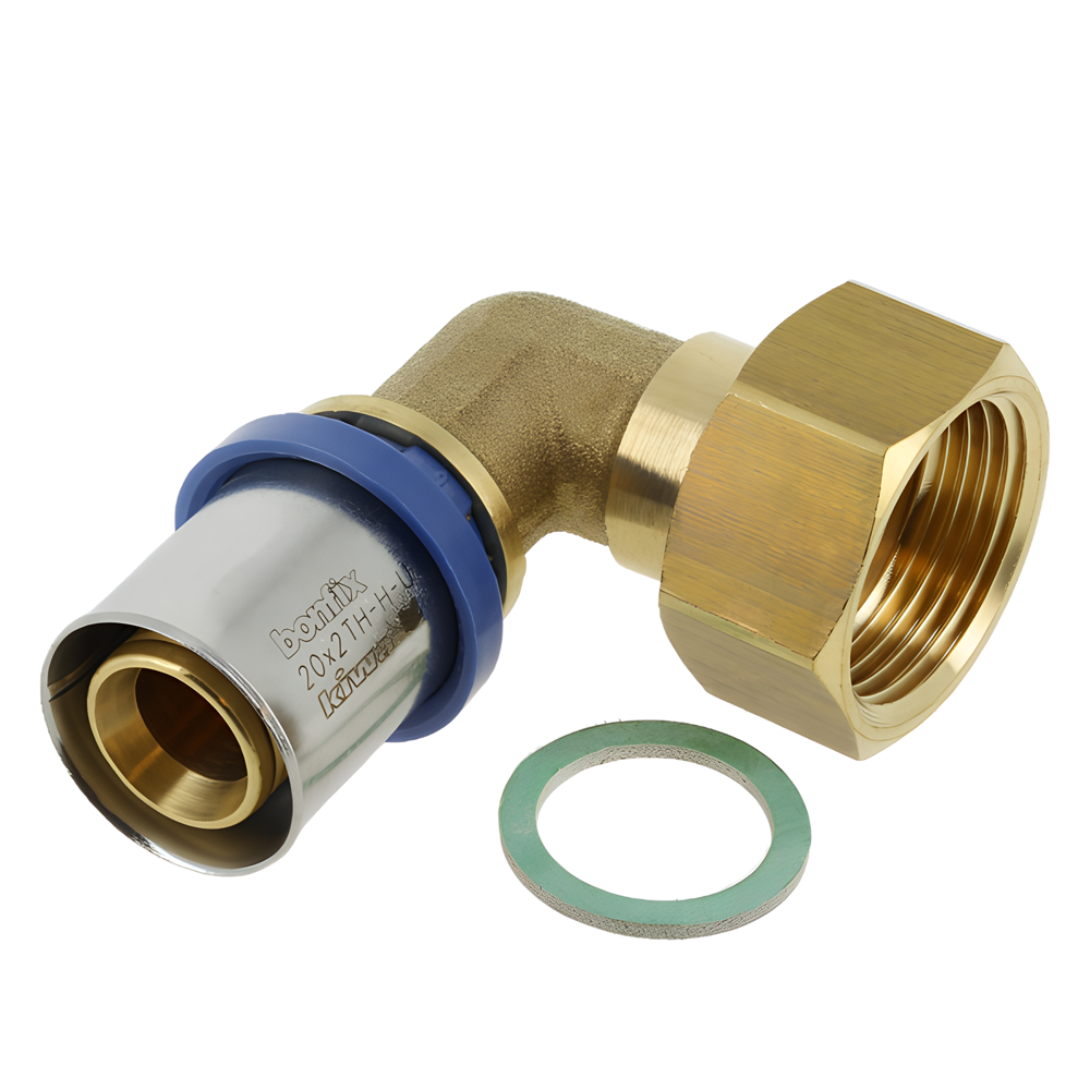 BONFIX Alu-pers 2-delige Knie m. vlakke dichting 1/2"x16 mm