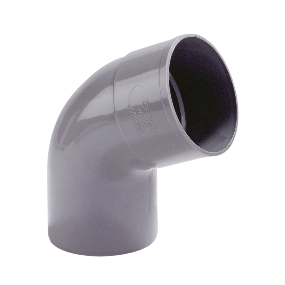 Dyka PVC Bocht 80 1LV 67.5gr RWA Grijs