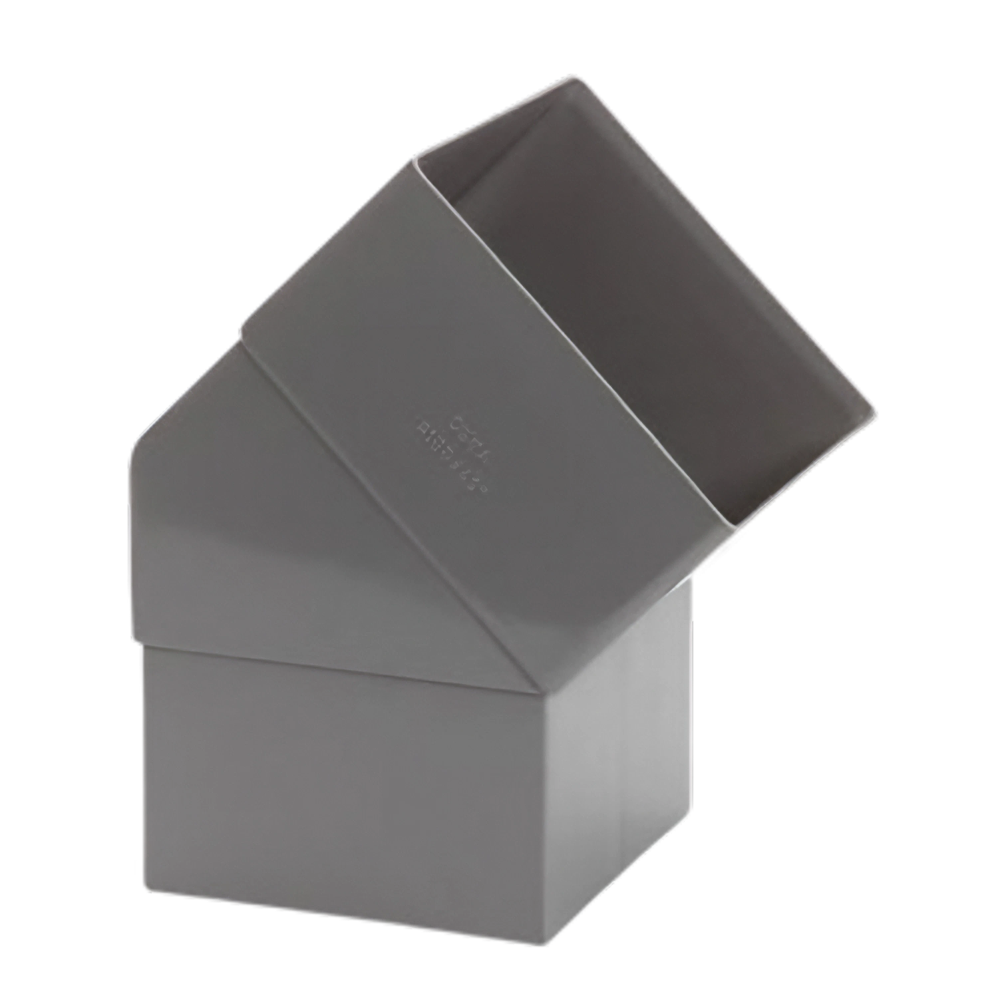 Dyka PVC HWA bocht 100mm, vierkant, grijs, 45° mof/spie
