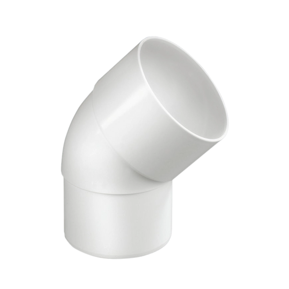 Dyka PVC HWA bocht 100mm, wit, 45° mof/verjongd spie