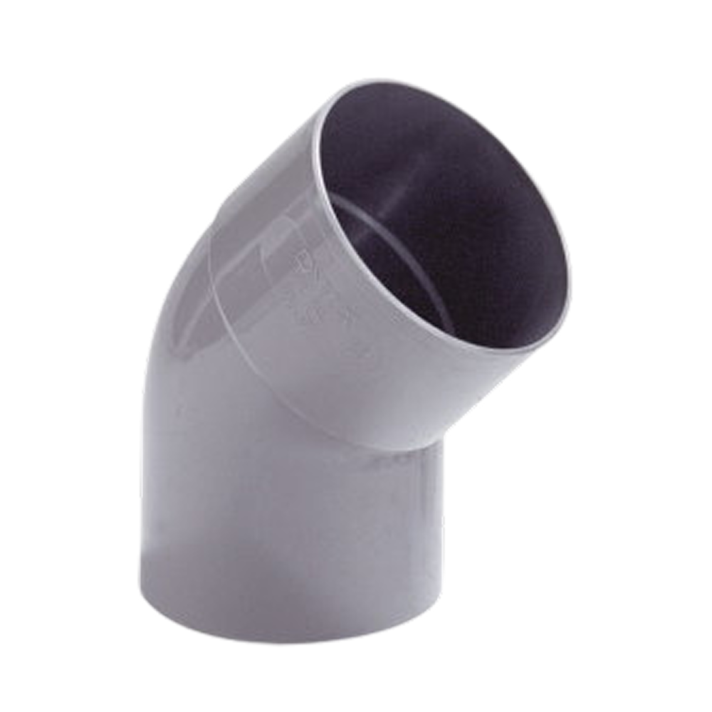 Dyka PVC HWA bocht 80mm, grijs, 45° mof/spie