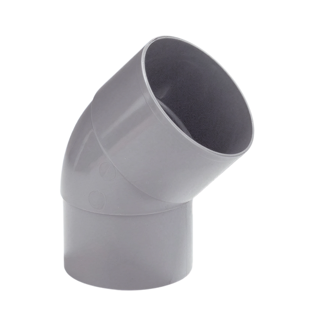 Dyka PVC HWA bocht 80mm, grijs, 45° mof/verjongd spie