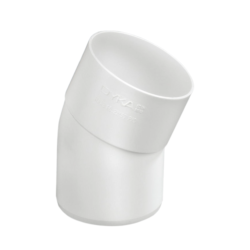Dyka PVC HWA bocht 80mm, wit, 22.5° mof/spie