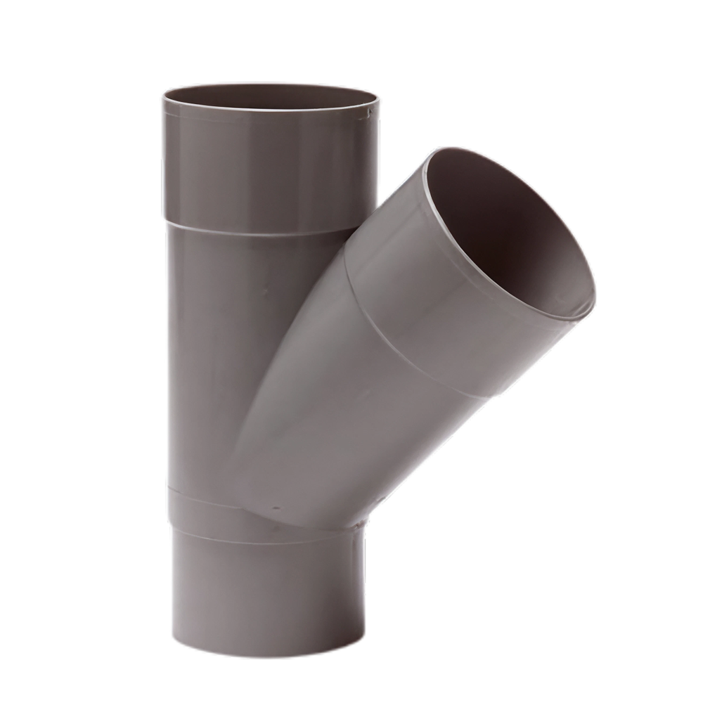 Dyka PVC HWA T-stuk 100mm, grijs, 2x mof/verjongd spie 45°