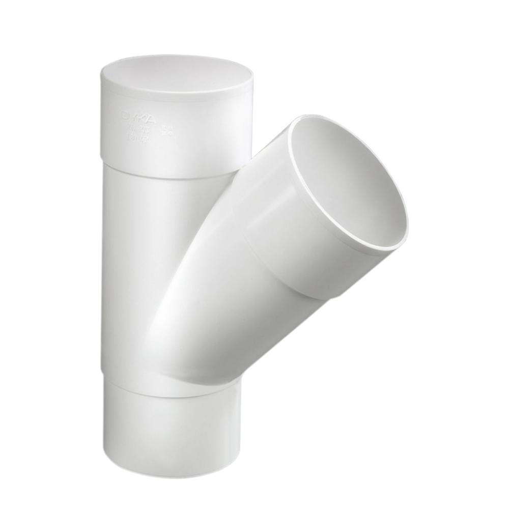 Dyka PVC HWA T-stuk 80mm, wit, 45°, mof/verjongd spie