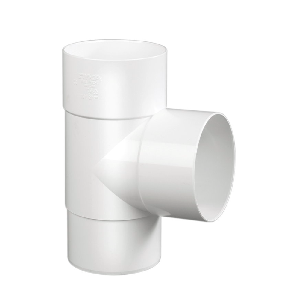 Dyka PVC HWA T-stuk 80mm, wit, 87,5°, mof/verjongd spie