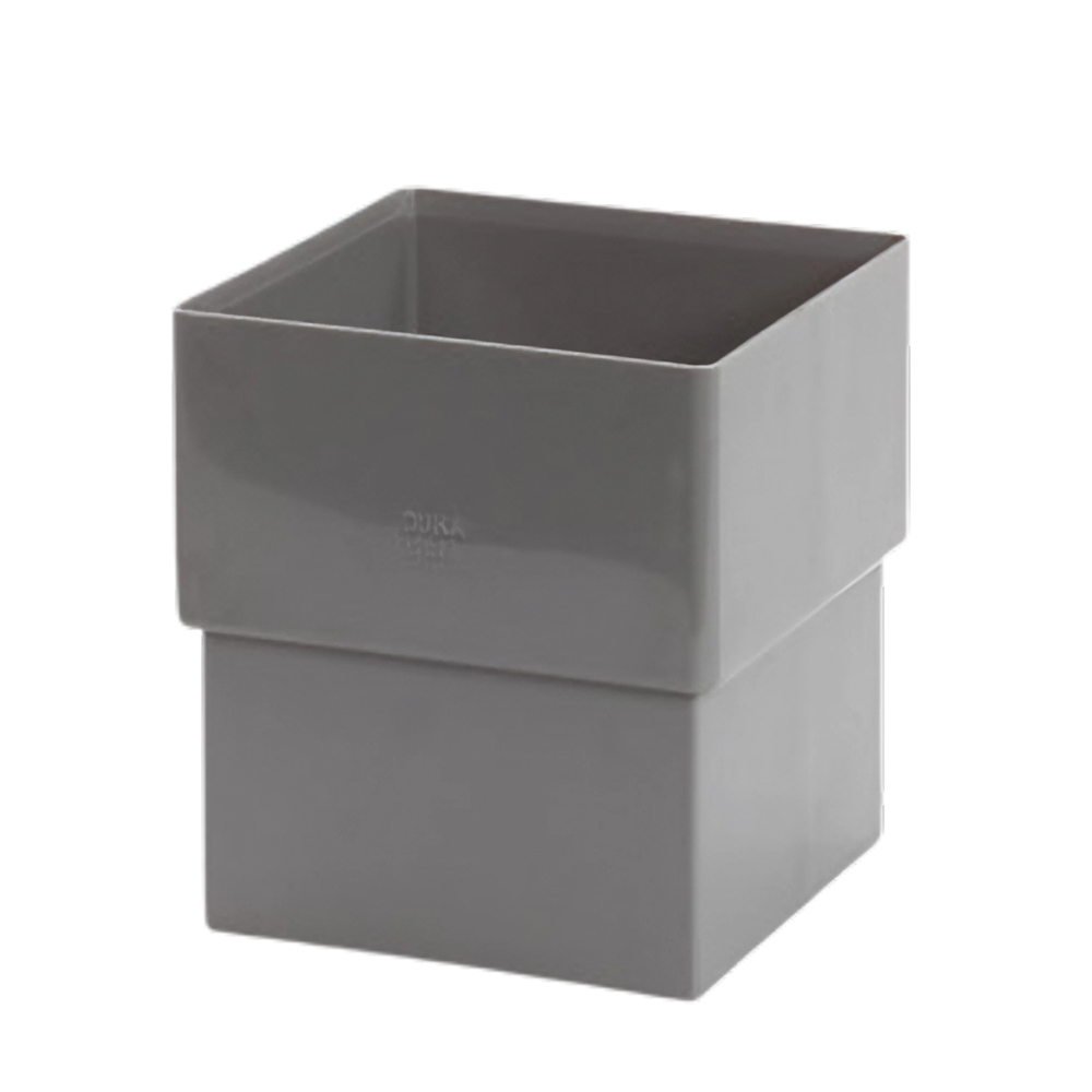 Dyka PVC mof vierkant 100mm, grijs, mof/verjongd spie