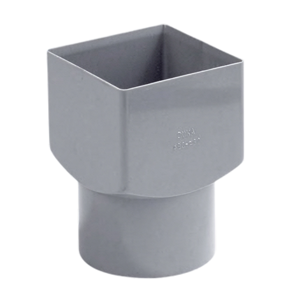 Dyka PVC Verloop vierkant 80mm x 103mm rond, grijs