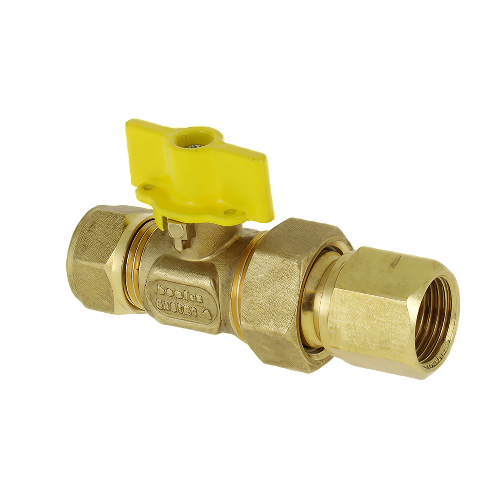 Gaskogelkraan 22 mm. knel x 1/2" kopp. binnendraad