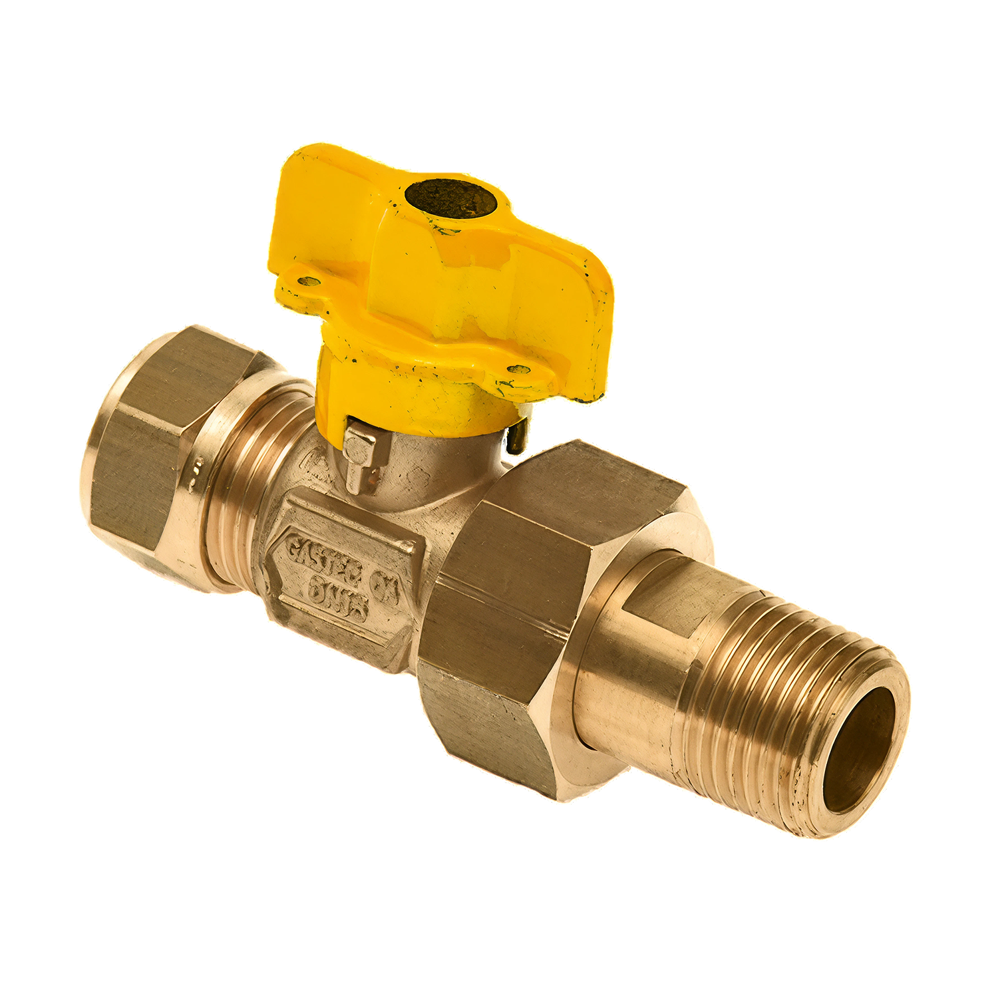 Gaskogelkraan 22 mm. knel x 1/2" kopp. buitendraad