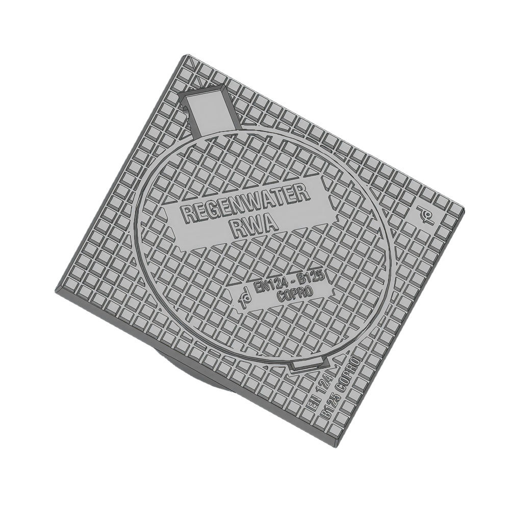 GY deksel Ø250MM, Dicht, B125, RWA, 300 x 300mm