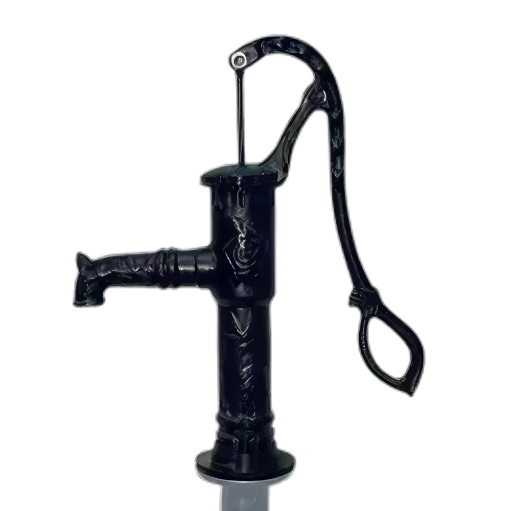 Handzwengelpomp type rozendecor, met voetflens, zwart