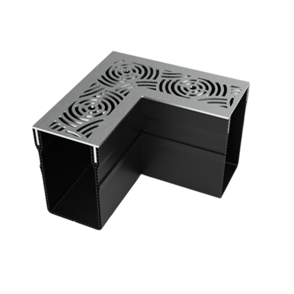 MW Drain 65/100 hoekstuk, Falcon-line met RVS rooster