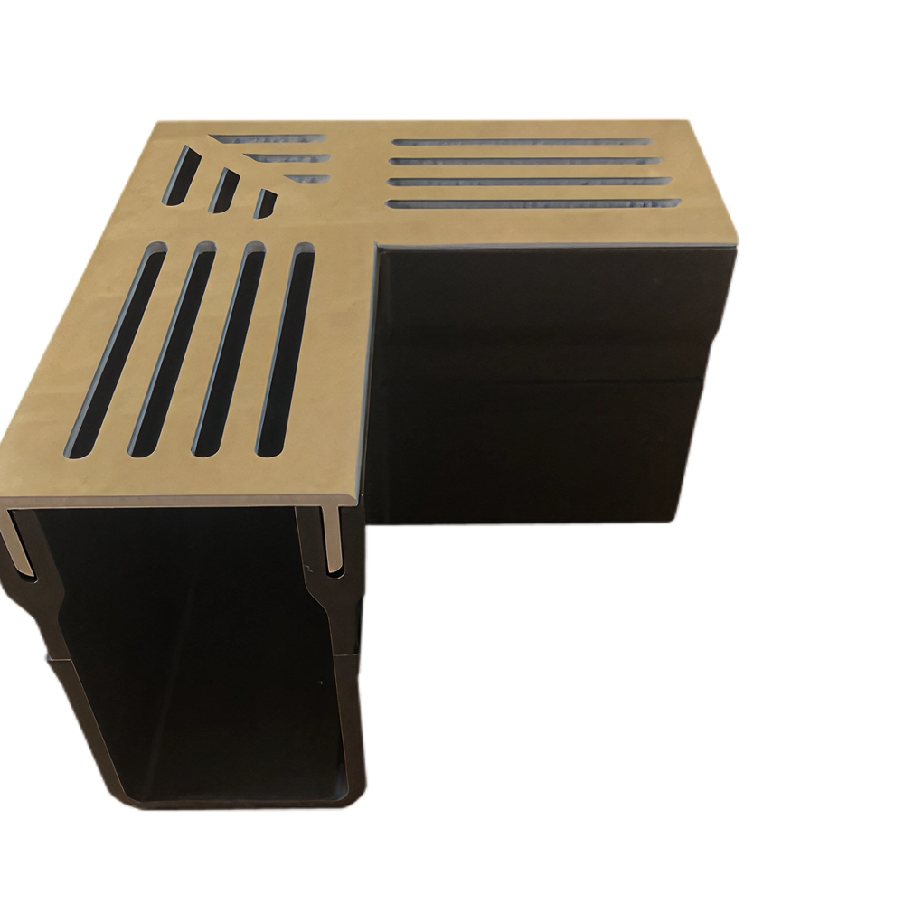 MW Drain 65/100 hoekstuk met CorTen staal rooster