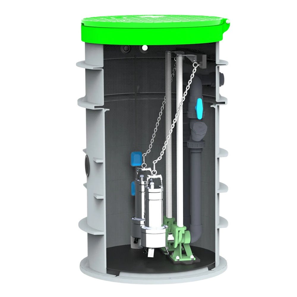 MW pompput, 2x DAB Feka VS 1000, Ø800 x 1500