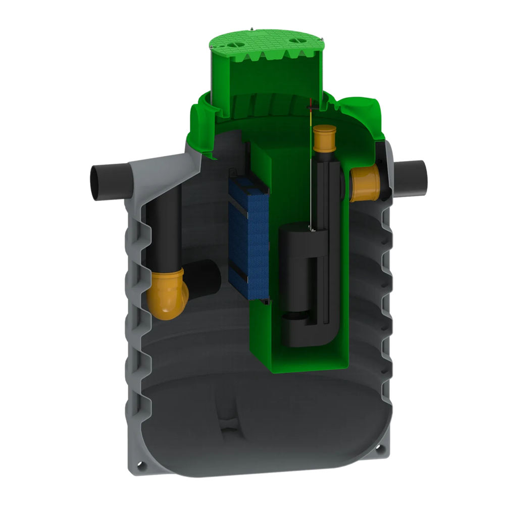 MW RoOil, PE OBAS 2700L, 15,0 L/s, Ø1500x2400mm, 2x Ø200mm