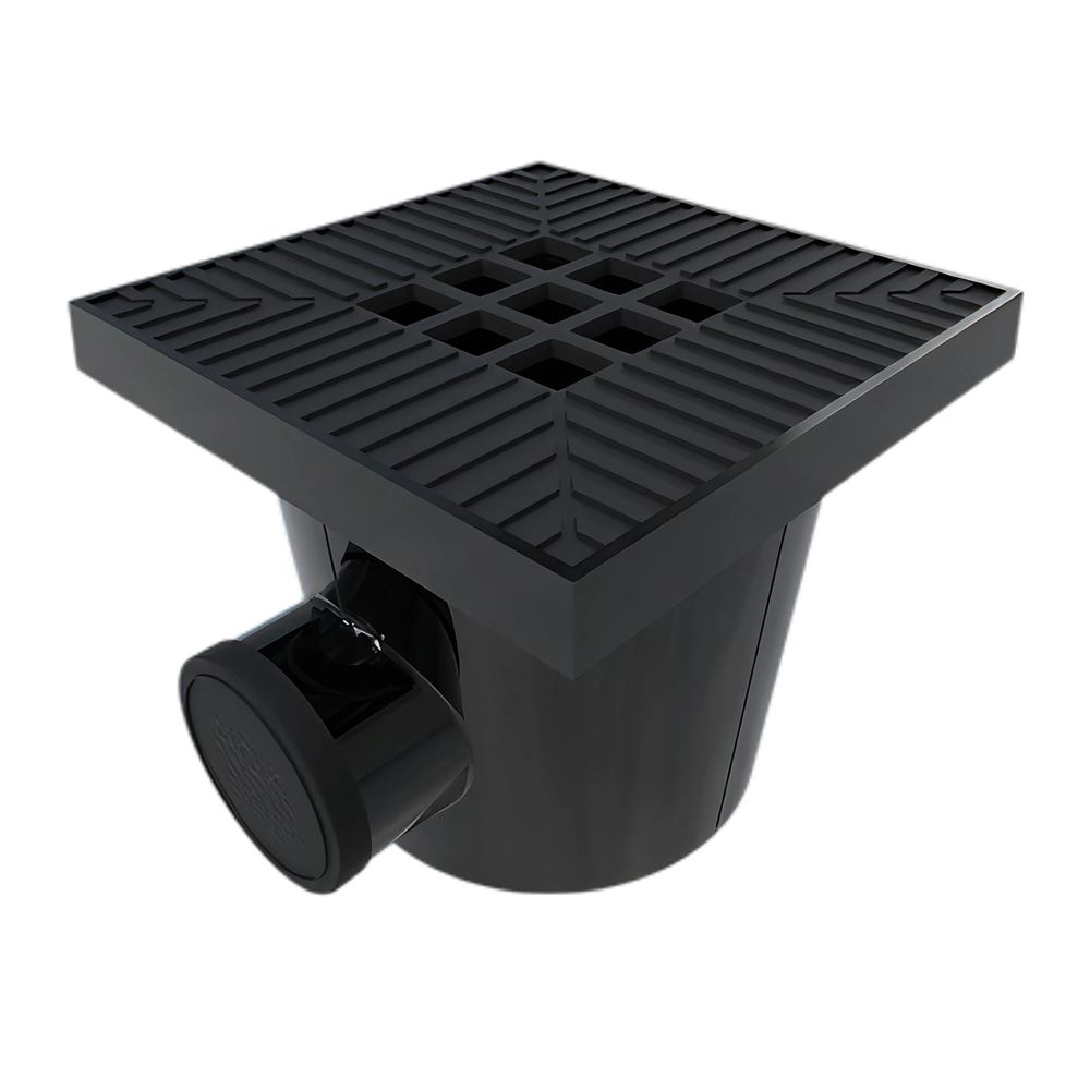 MW Schrobput zwart alu. deksel, 200x200, uitloop 75/110