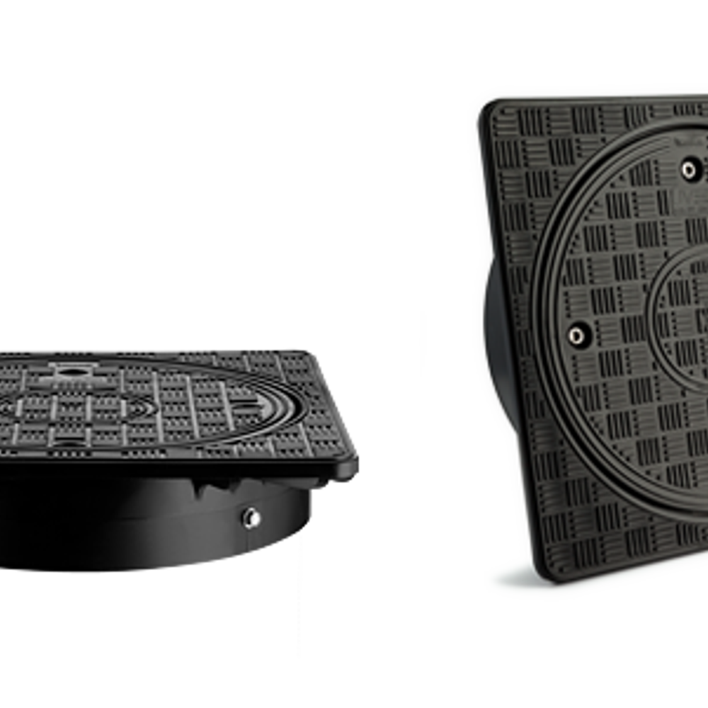 MW vierkant PP deksel, dicht, Ø315 mm, 365 x 365 mm