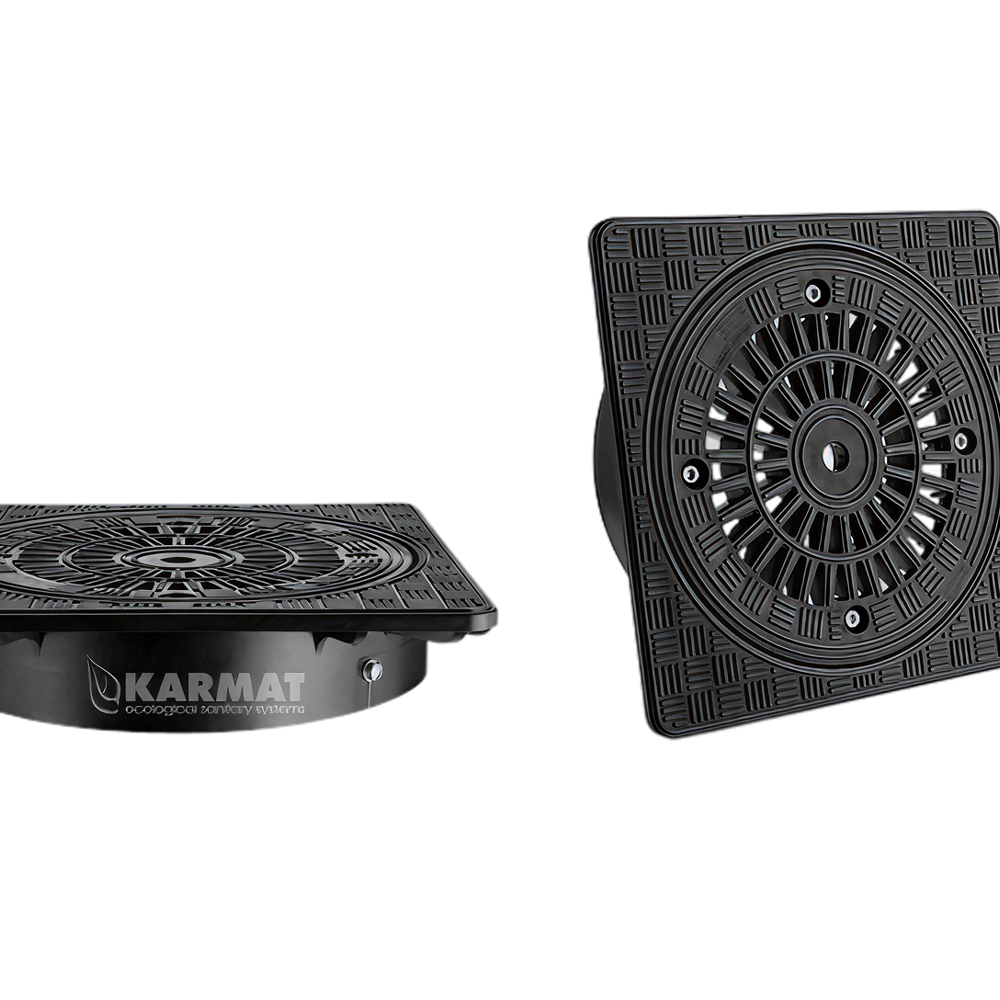 MW vierkant PP deksel, gesleufd, Ø315 mm, 365 x 365 mm