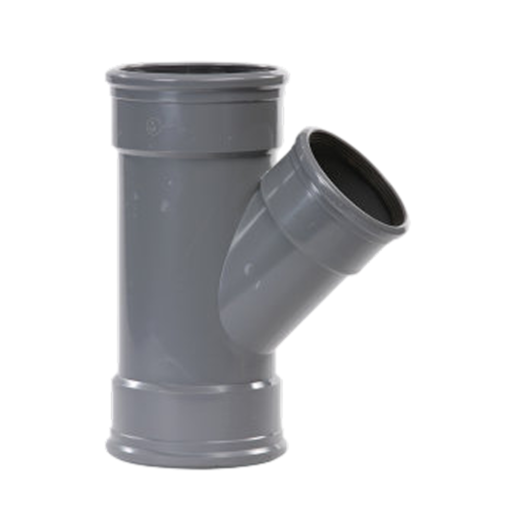 Pipelife pvc t-stuk m/m 200-110 45° sn4 gr
