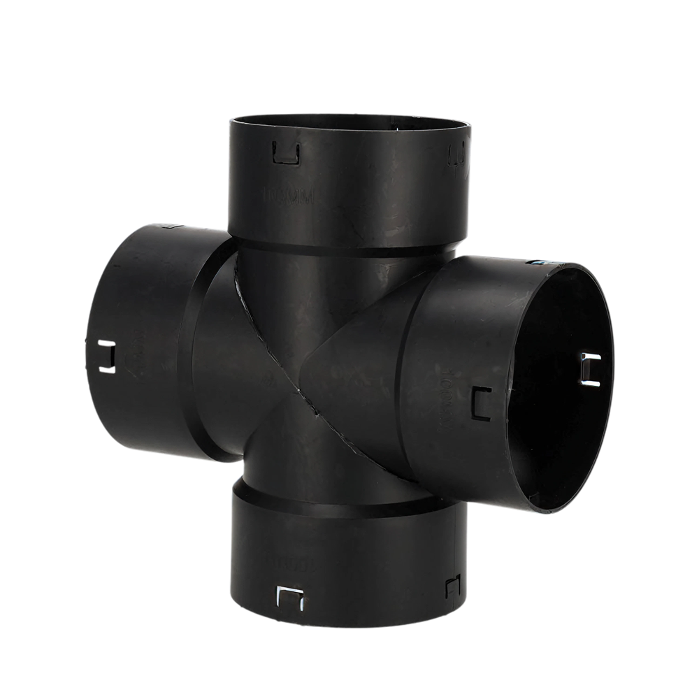 PP Kruis klik T-stuk, 200 mm, voor drainagebuis