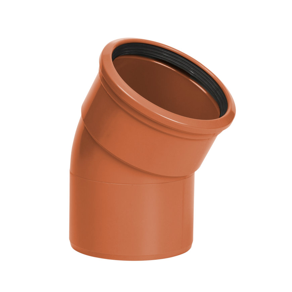 PVC Bocht 15° 500 SN4 M/S, roodbruin