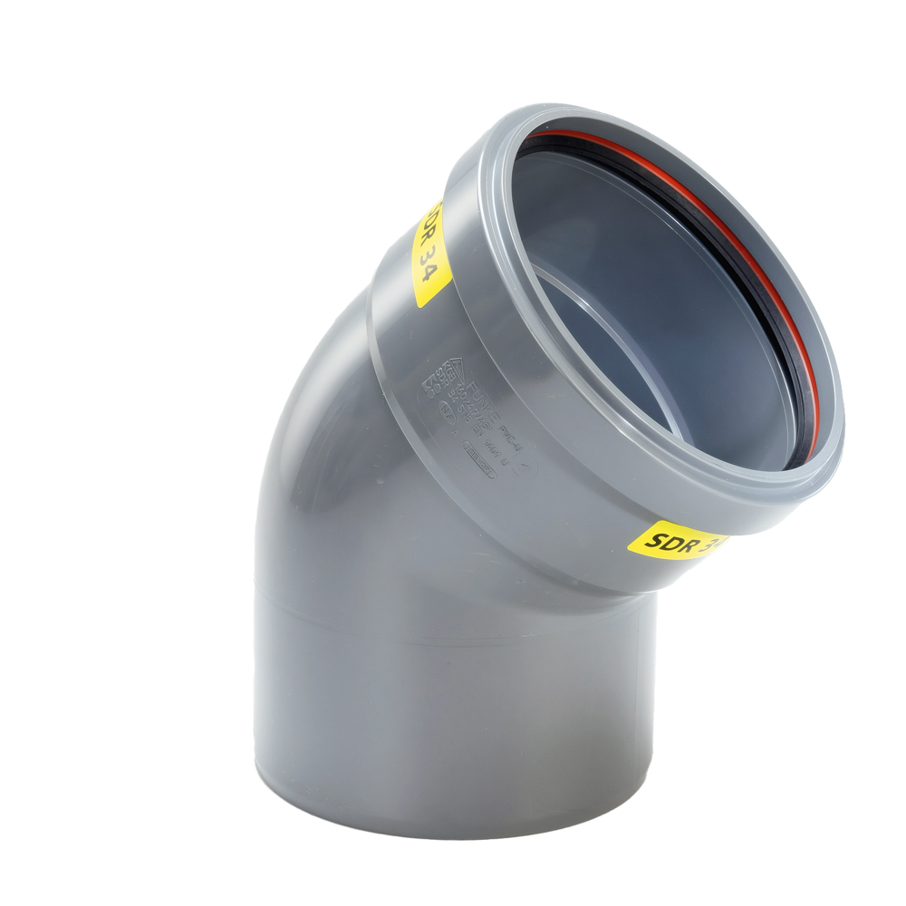 PVC Bocht 45° 200 SN8 M/S