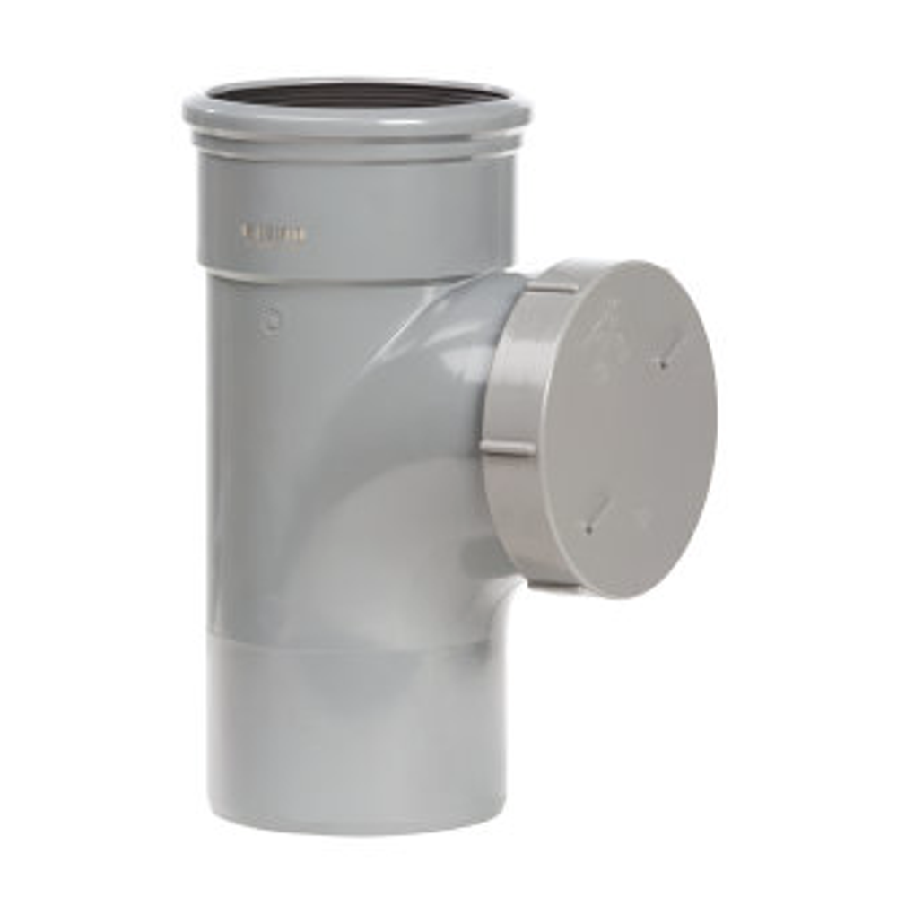 PVC ontstoppingsstuk 110mm met schroefdeksel mof/spie