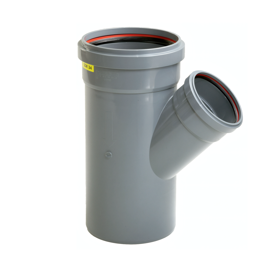 PVC T-stuk 45° 200 X 160 SN8 2M/1S