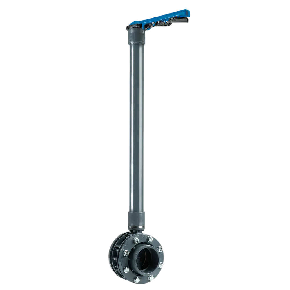 PVC verlengde vlinderklep 125mm compleet, L=1000mm