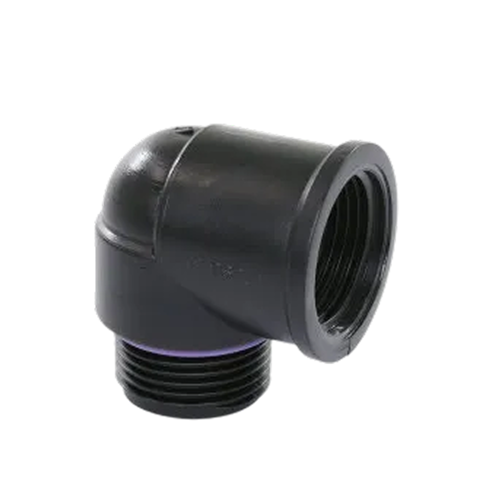 Self-Seal PP knie 90° 3/4" bi. x bu. draad