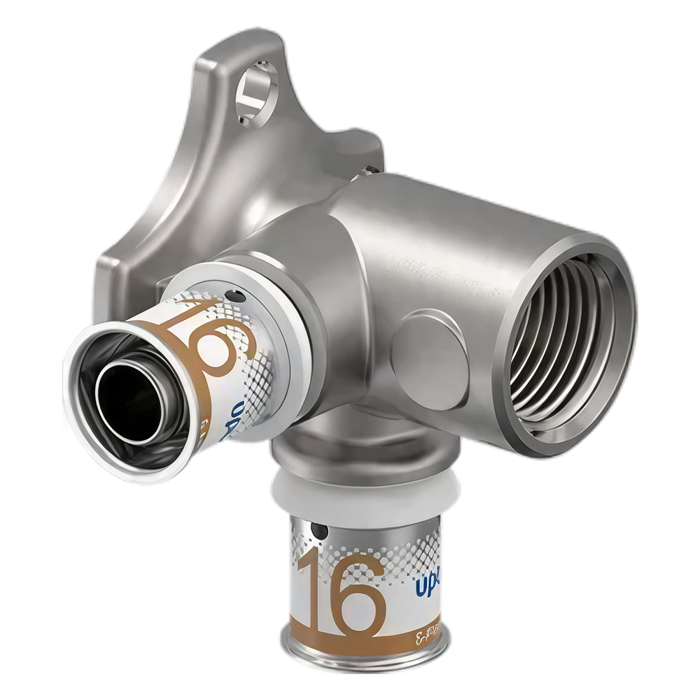 Uponor S-Press Plus Aqua pers dubbele muurplaat 90° 16x1/2"b