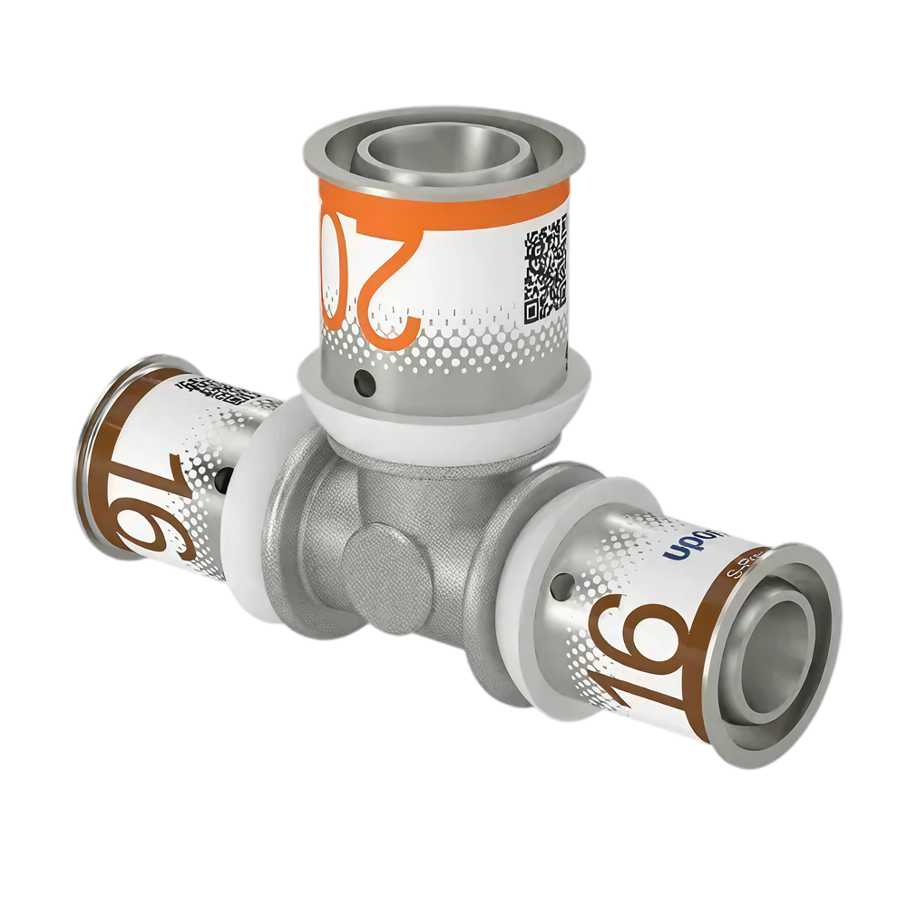 Uponor S-Press Plus pers T-stuk verlopend 16x20x16mm