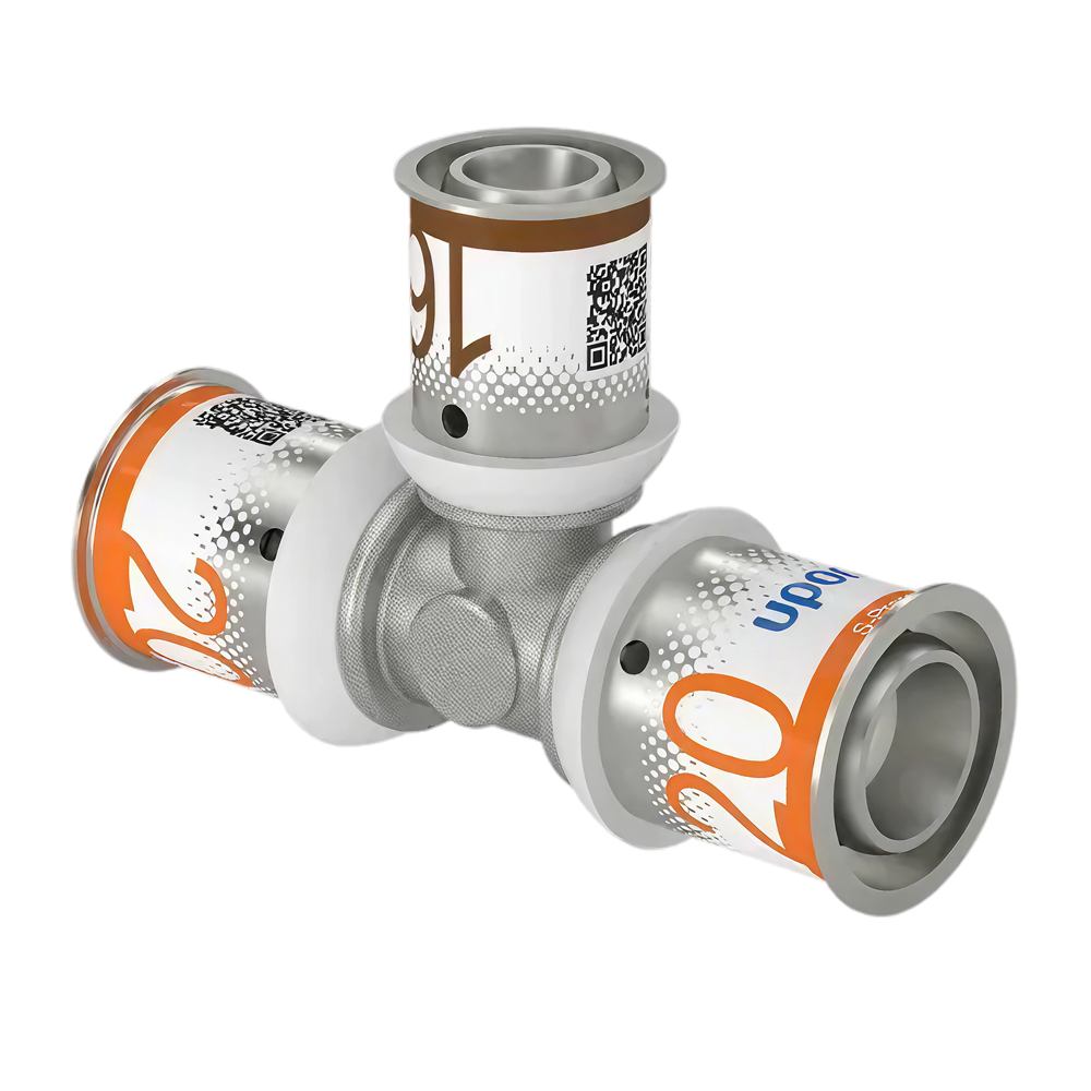 Uponor S-Press Plus pers T-stuk verlopend 20x16x20mm