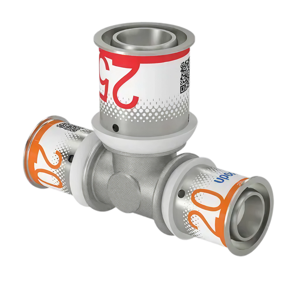Uponor S-Press Plus pers T-stuk verlopend 20x25x20mm