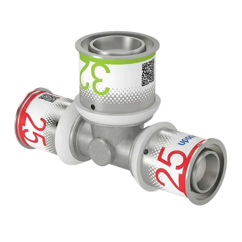 Uponor S-Press Plus pers T-stuk verlopend 25x32x25mm