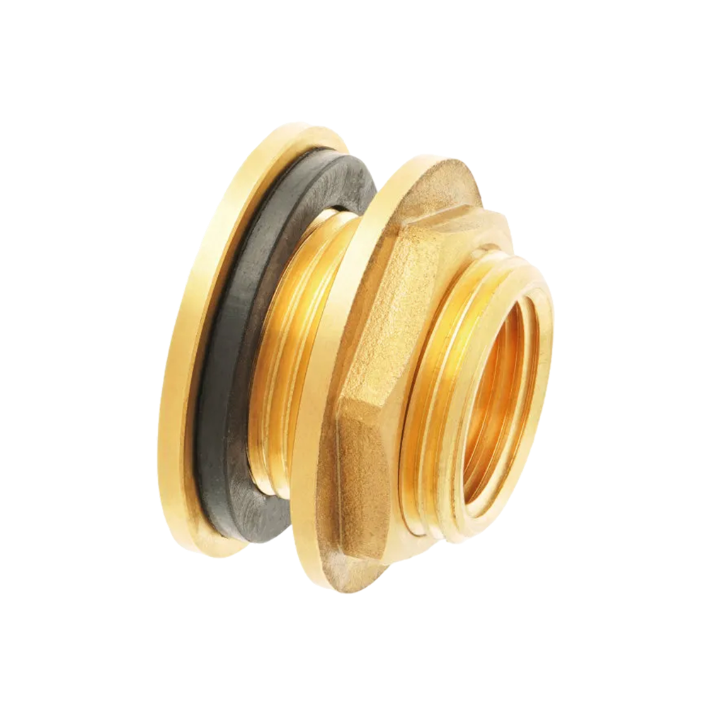 Wanddoorvoer messing 3/4" bi.dr x 1" bu.dr.