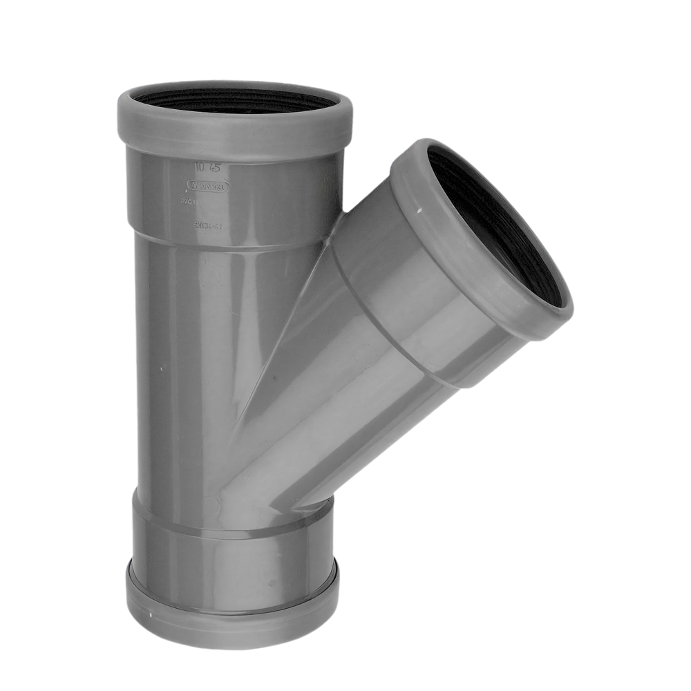 Wavin PVC M-T-stuk 45° GR 250 SN4 3M