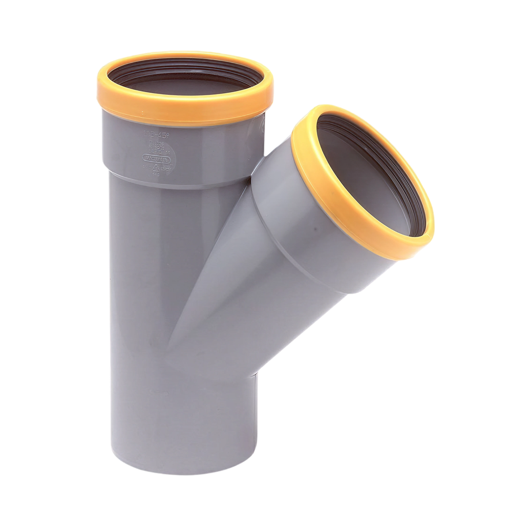 Wavin PVC T-stuk 45° GR/GD 125 SN8 2M/S
