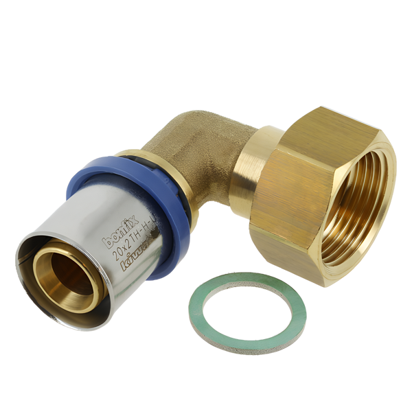 BONFIX Alu-pers 2-delige Knie met vlakke dichting 3/4"x16 mm