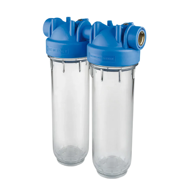 Duo waterfilter, 2x bi.dr. 1" 2400 ltr./uur, koord & kool