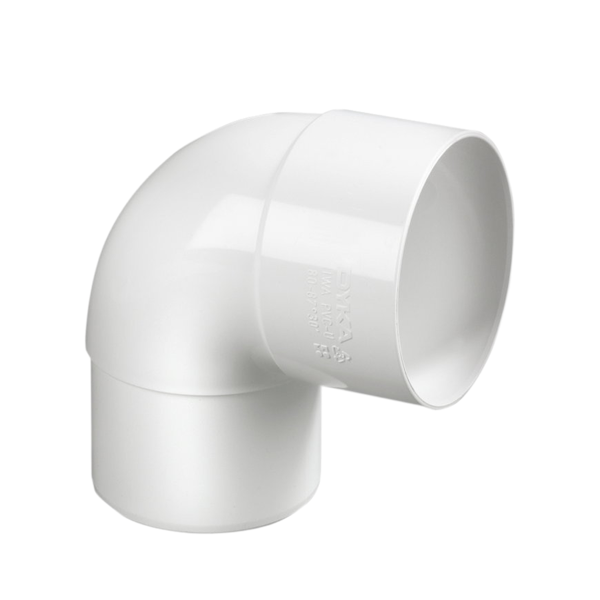 Dyka PVC HWA bocht 100mm, wit, 87.5° mof/verjongd spie