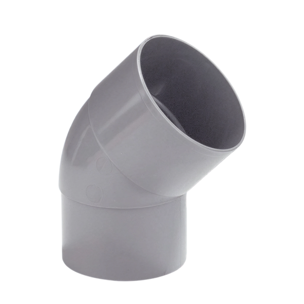 Dyka PVC HWA bocht 80mm, grijs, 45° mof/verjongd spie