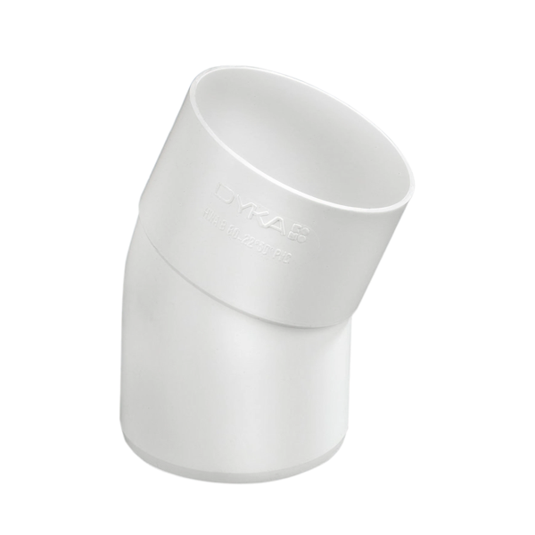 Dyka PVC HWA bocht 80mm, wit, 22.5° mof/spie