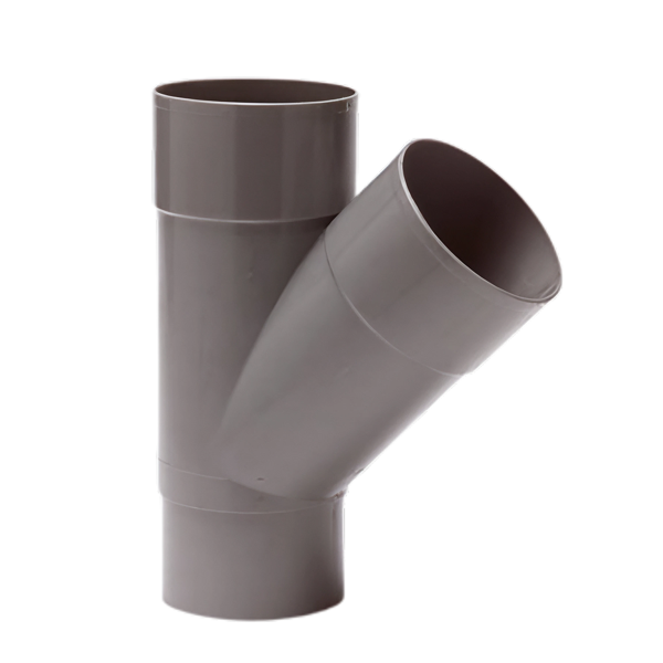 Dyka PVC HWA T-stuk 80mm, grijs, 2x mof/verjongd spie 45°