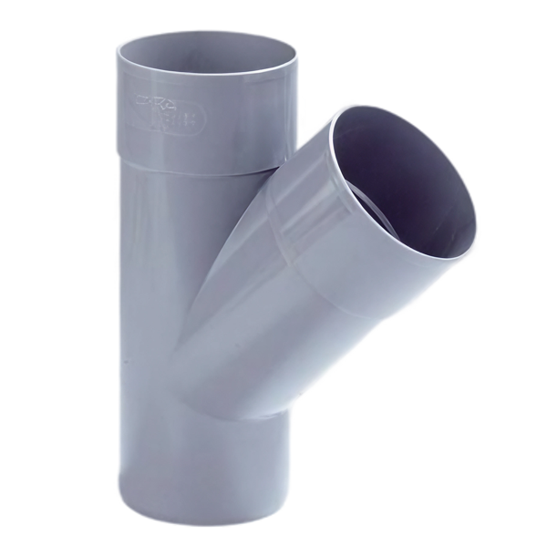 Dyka PVC HWA T-stuk 80mm, grijs, 45°, mof/spie