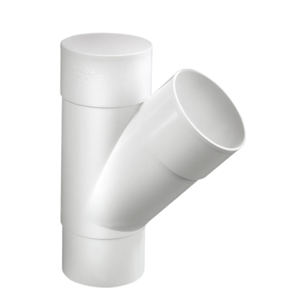 Dyka PVC HWA T-stuk 80mm, wit, 45°, mof/verjongd spie